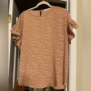 Women's Ruffle Sleeve Blouse - Tan